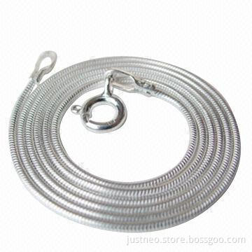 925 sterling silver round snake chain necklace